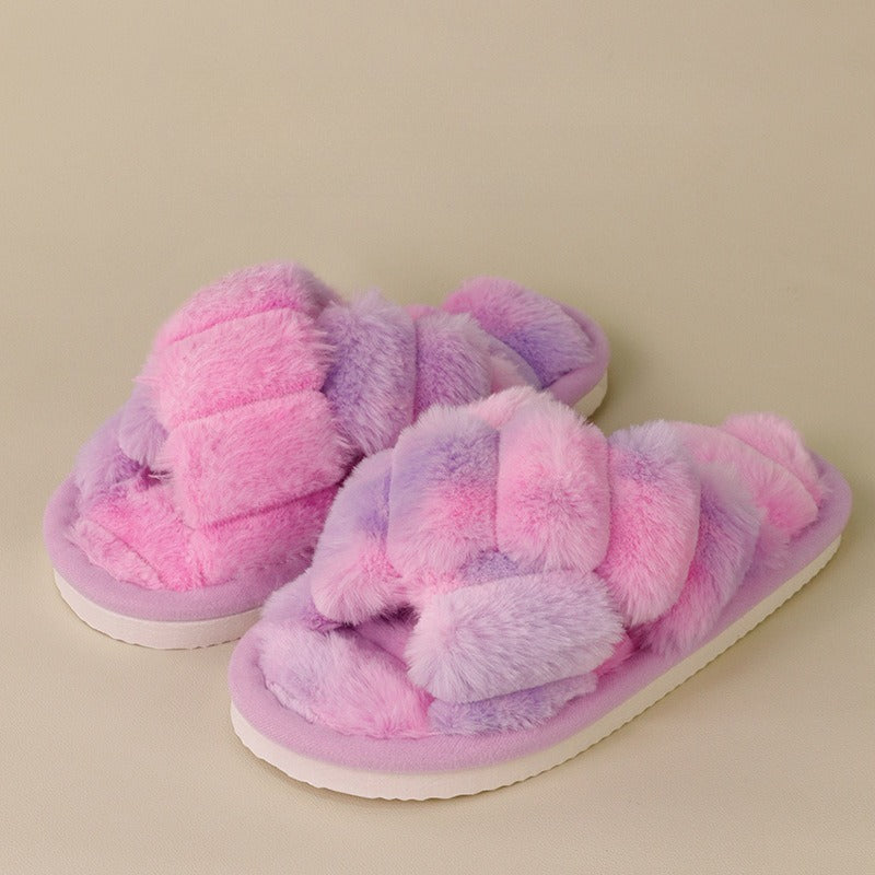 Thick-bottomed plush cotton slippers