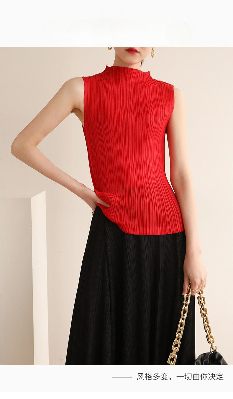 High Neck Sleeveless Retro High-End T-Shirt