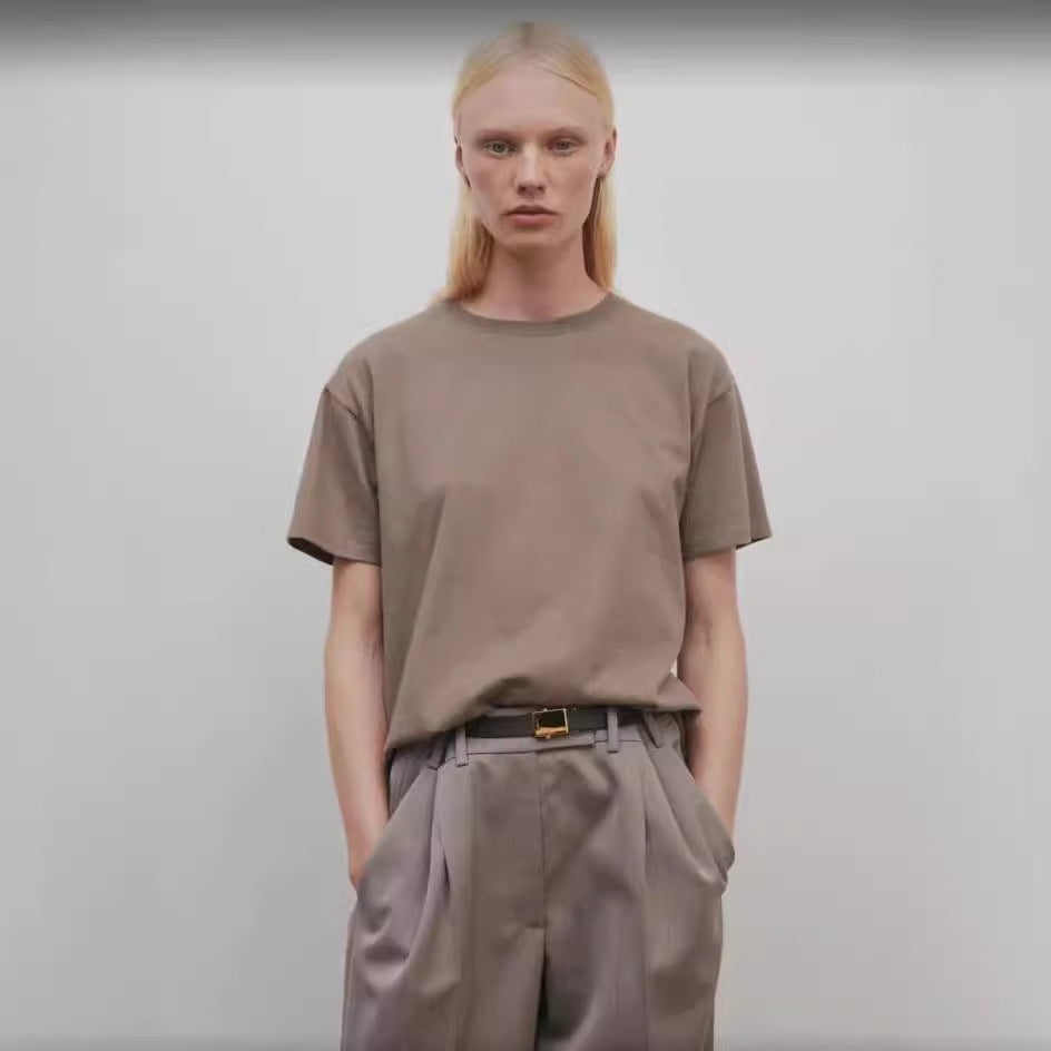 Crew neck solid color short sleeves