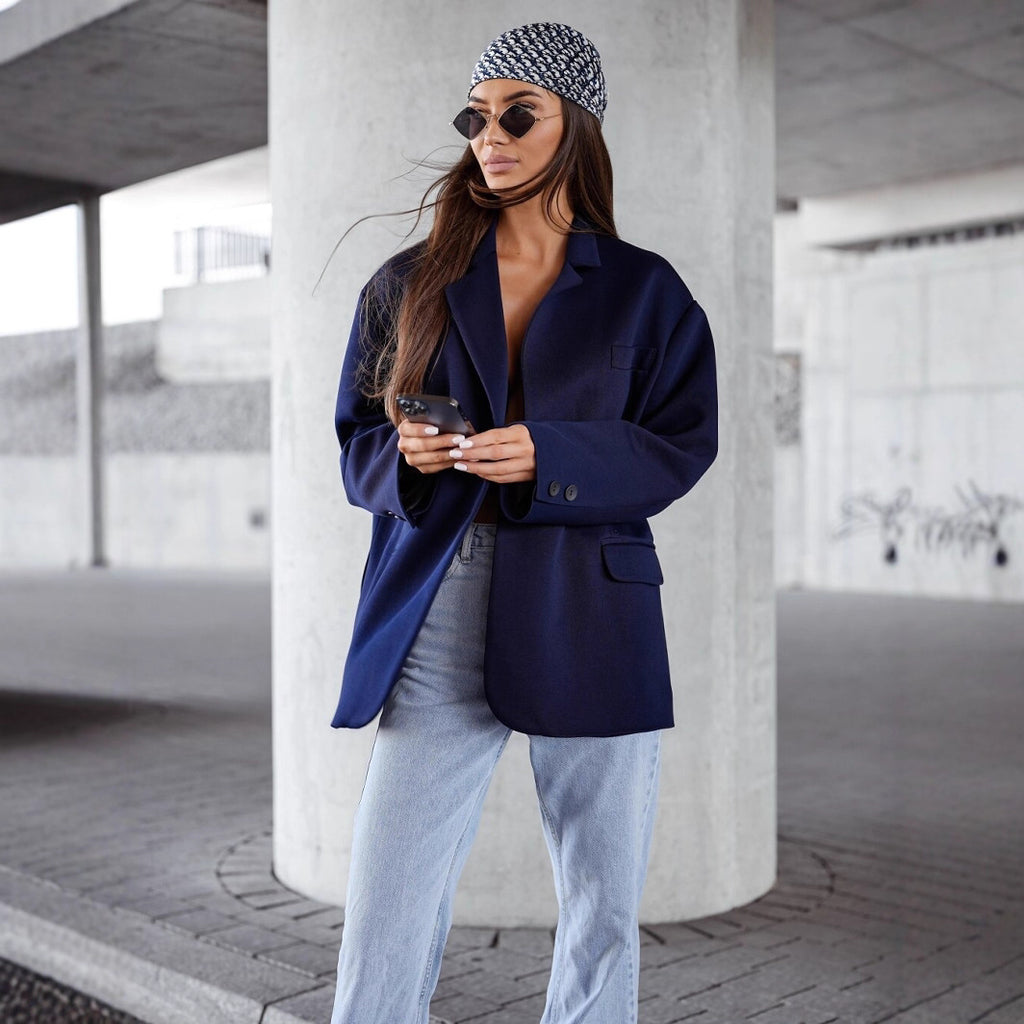 Long Sleeve Suit Collar Single Breasted