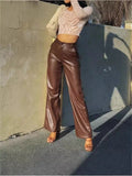 High elastic straight-leg pants