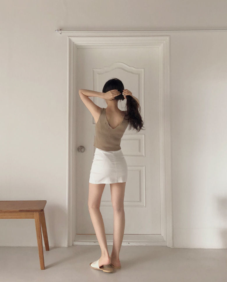 High waist white skirt hip skirt