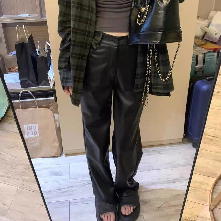 High Waist Straight Wide Leg Pants