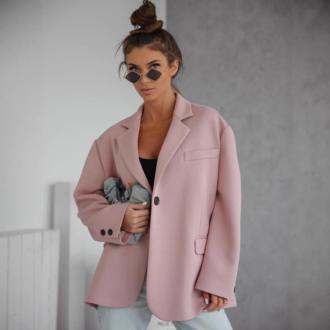 Long Sleeve Suit Collar Single Breasted