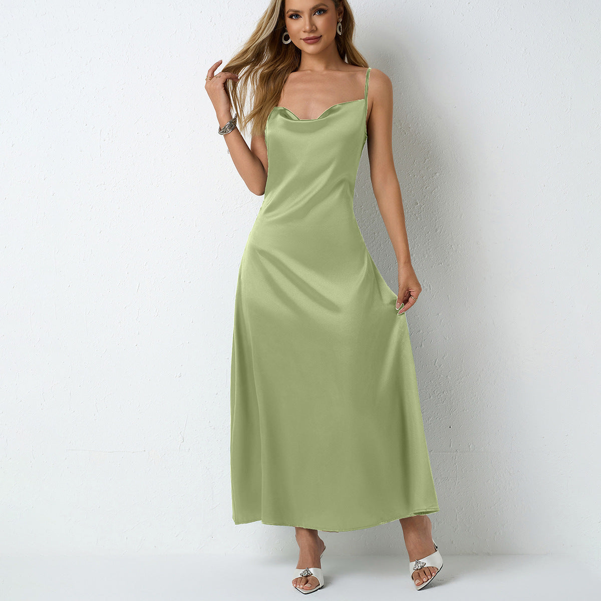 Pleated satin dress