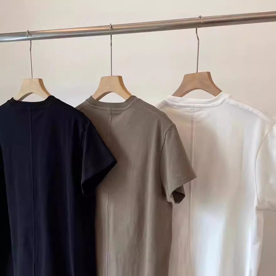 Crew neck solid color short sleeves