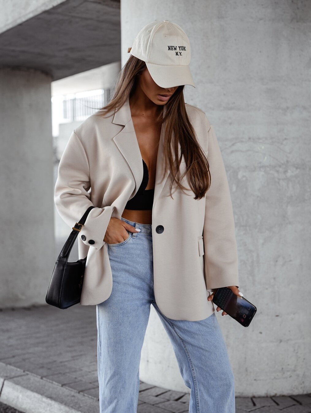 Long Sleeve Suit Collar Single Breasted