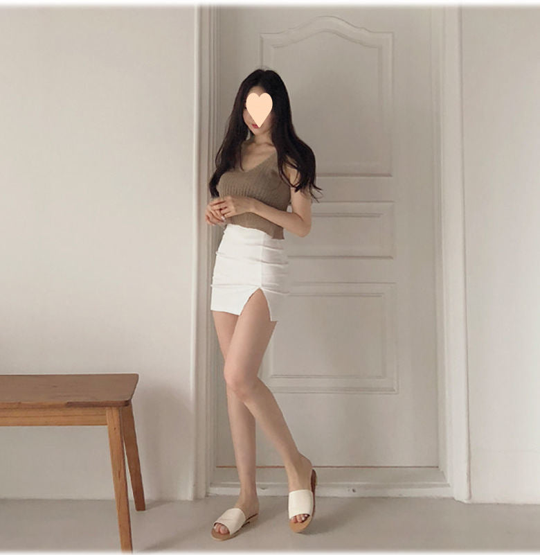 High waist white skirt hip skirt