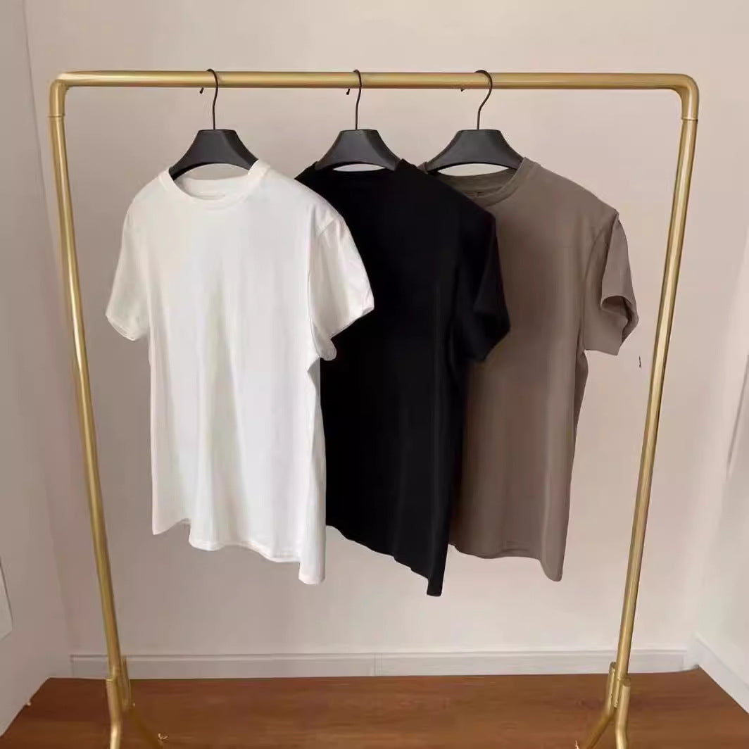 Crew neck solid color short sleeves