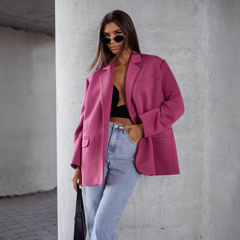 Long Sleeve Suit Collar Single Breasted