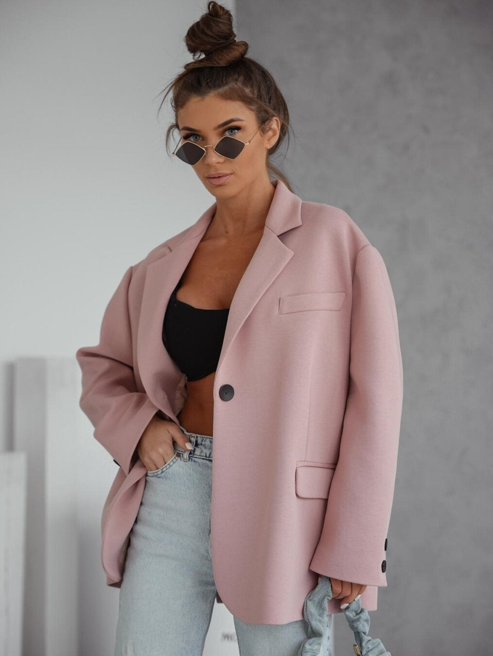 Long Sleeve Suit Collar Single Breasted