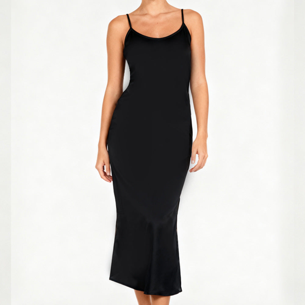 V-neck suspender backless slim dress