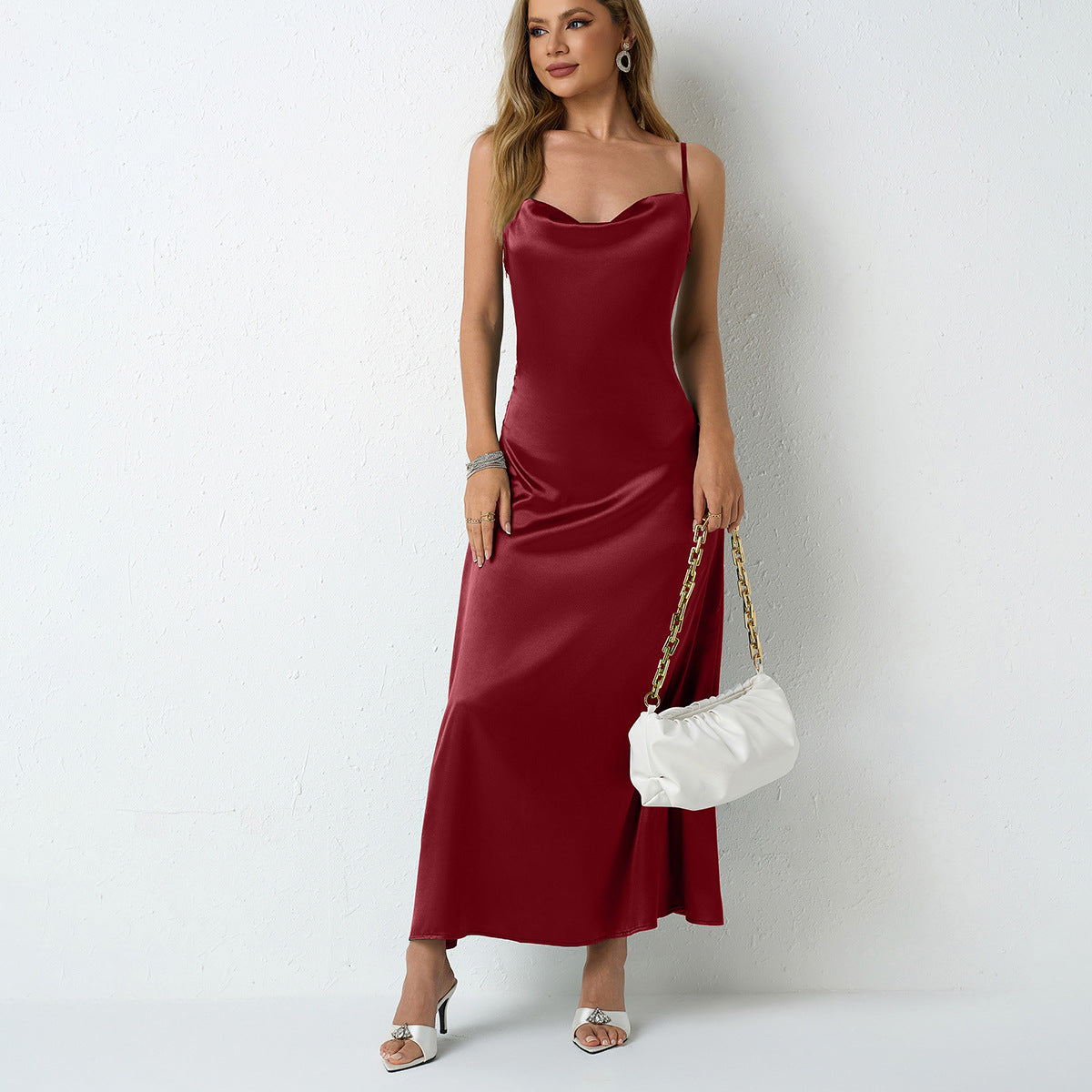 Pleated satin dress