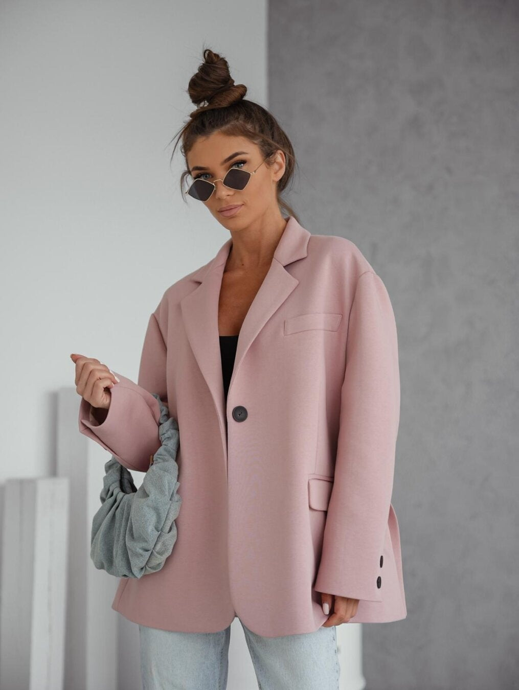 Long Sleeve Suit Collar Single Breasted