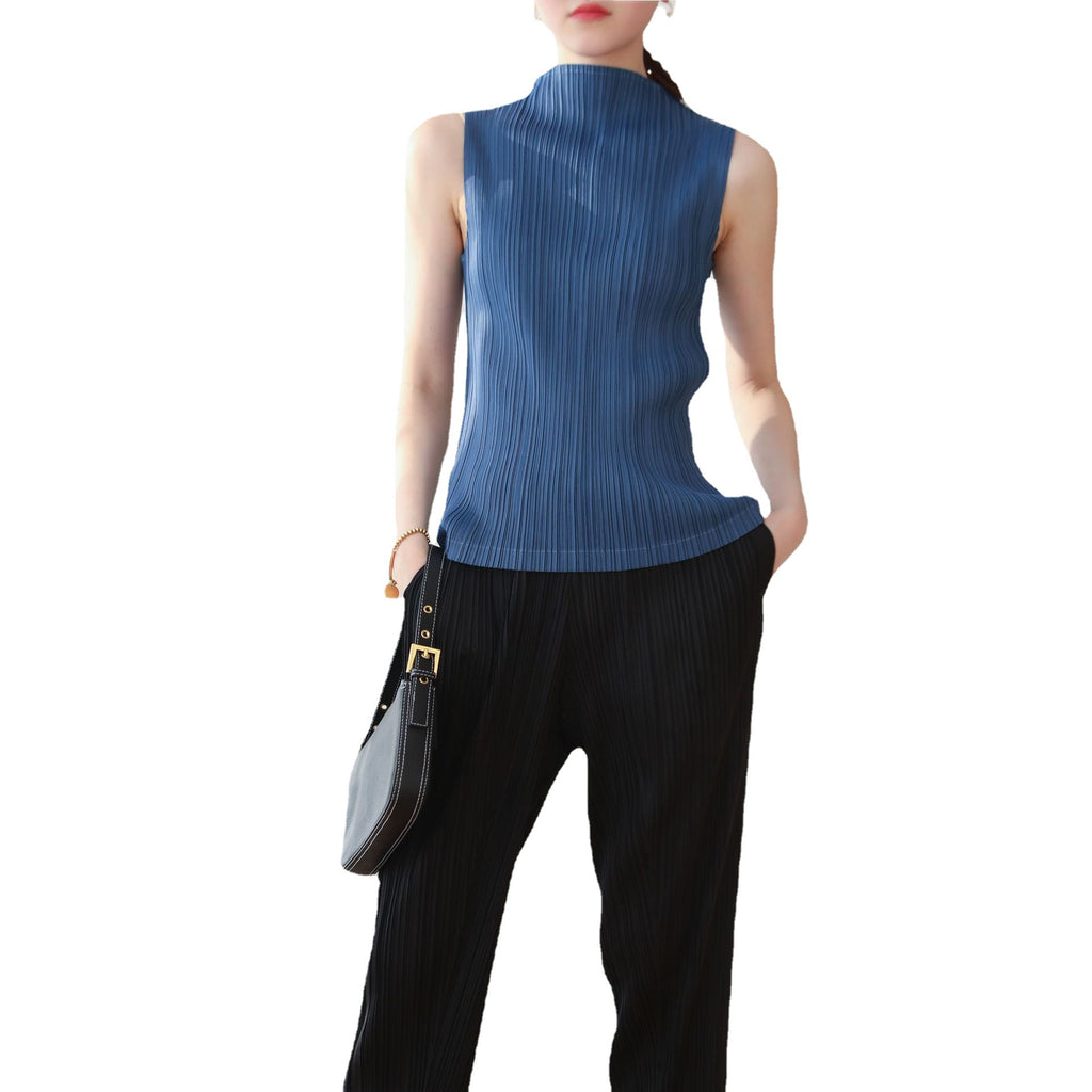 High Neck Sleeveless Retro High-End T-Shirt