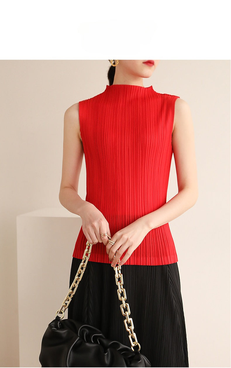 High Neck Sleeveless Retro High-End T-Shirt