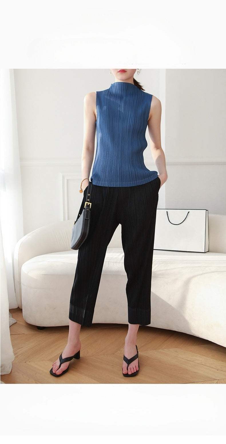 High Neck Sleeveless Retro High-End T-Shirt