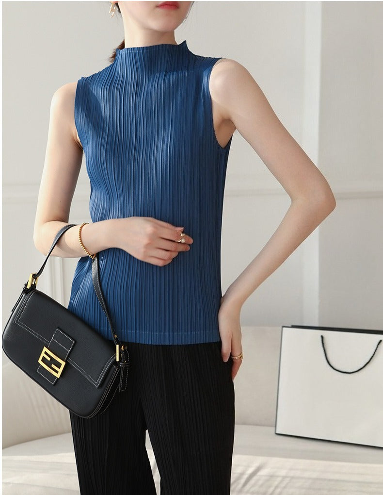 High Neck Sleeveless Retro High-End T-Shirt