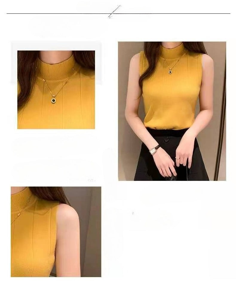 Slim-fit sleeveless knitted sweater